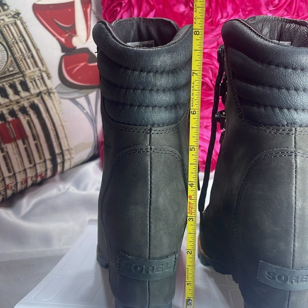 Sorel Conquest Waterproof Wedge BootsWomen's Leather Olive-Dark Grey Size 6 - Picture 12 of 15